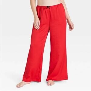 Auden NWT Women's Red Satin Pajama Pants Size XL